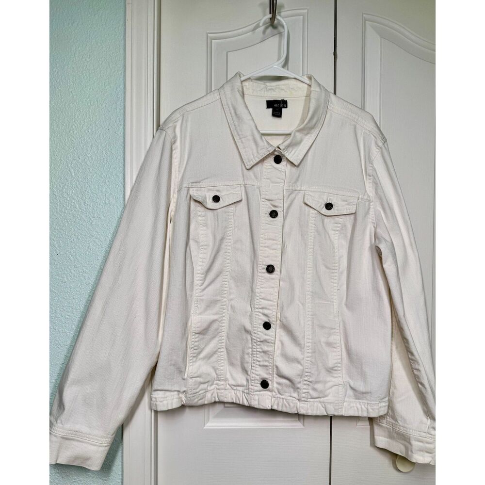 The Erika white stretch denim jean jacket. Perfect Spring/Summer Jacket.